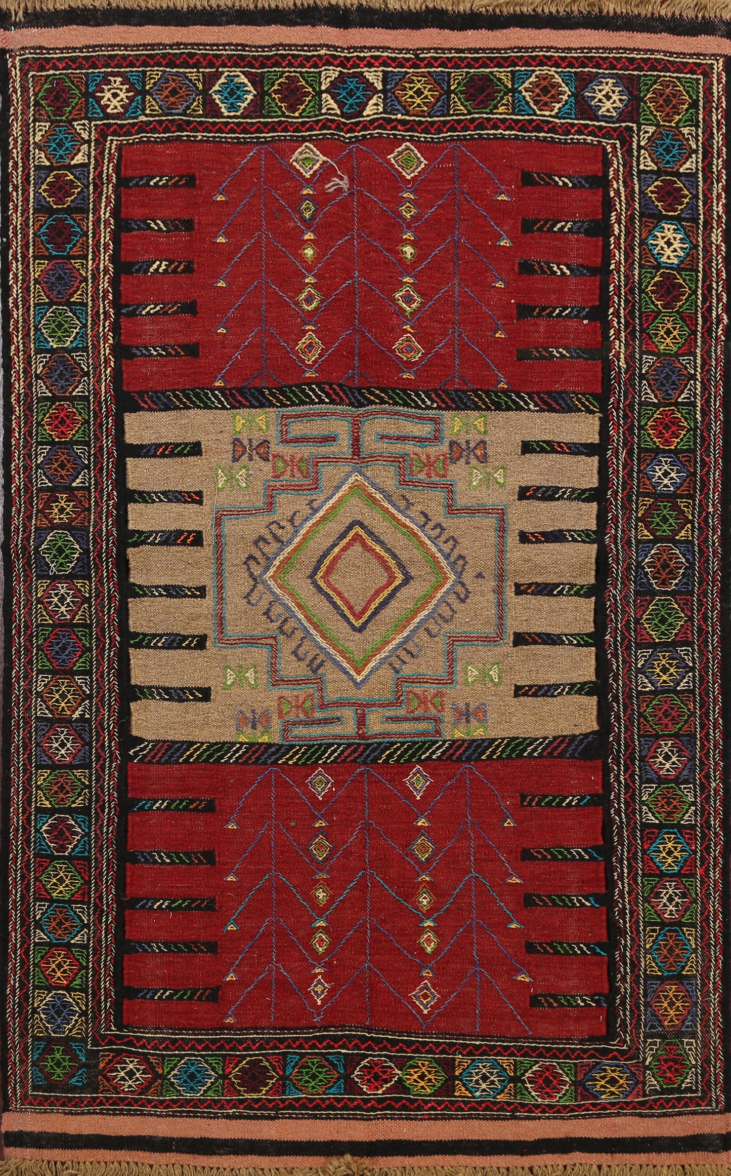 Tribal Sumak Kilim Hand-Woven Persian Area Rug 4x6