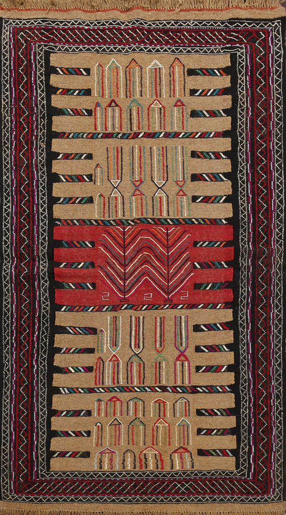 Tribal Sumak Kilim Hand-Woven Persian Area Rug 4x6