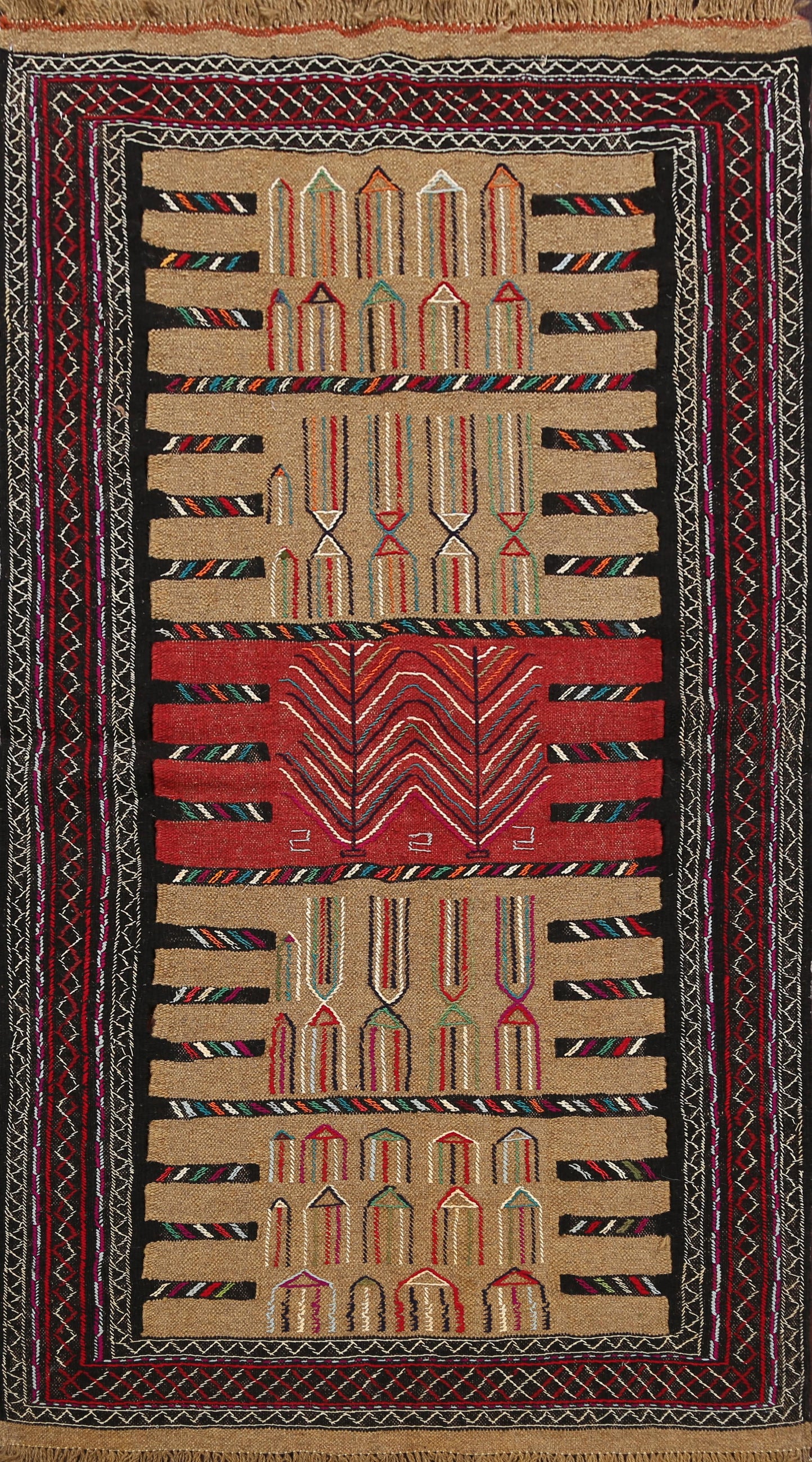 Tribal Sumak Kilim Hand-Woven Persian Area Rug 4x6