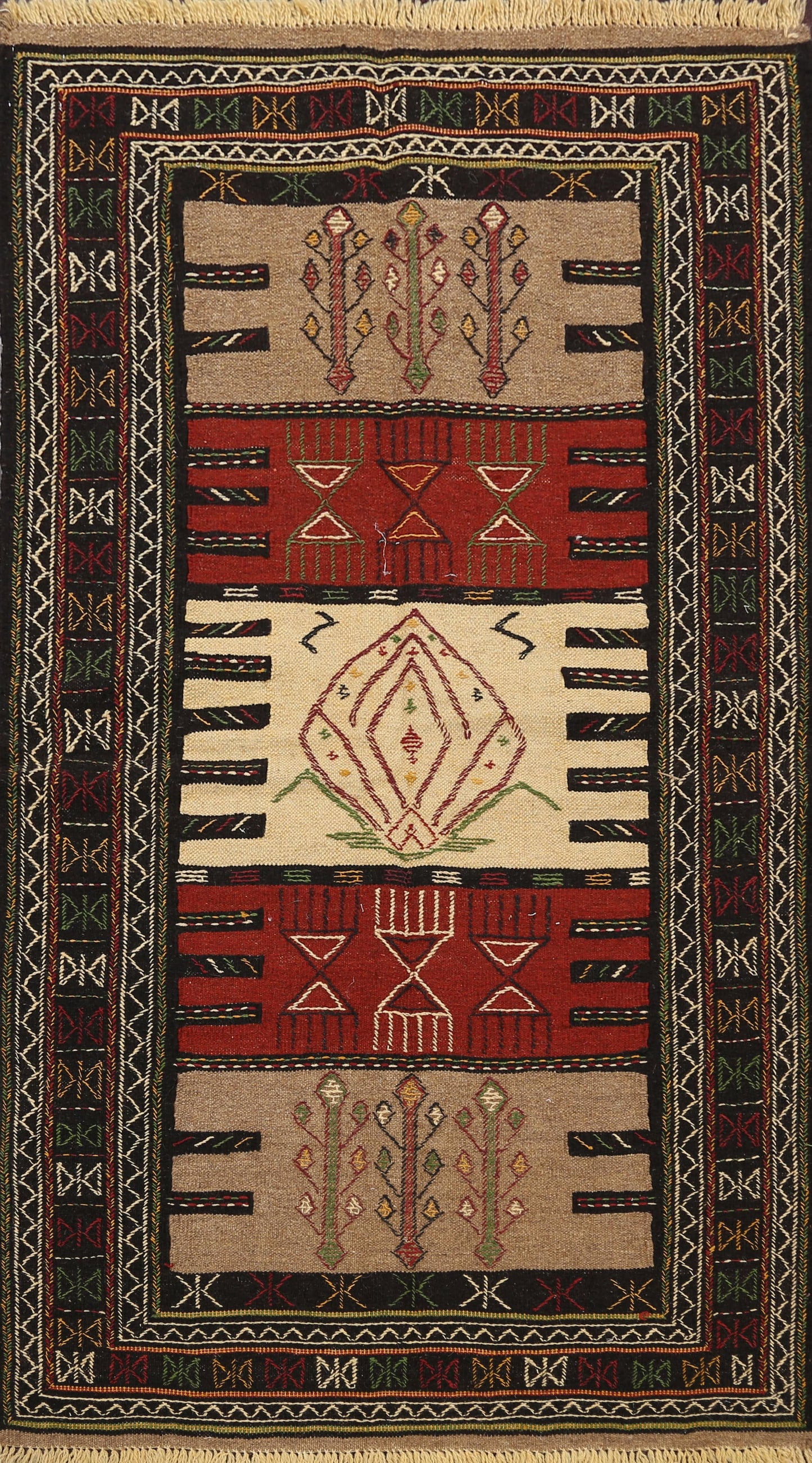 Tribal Sumak Kilim Hand-Woven Persian Area Rug 4x6