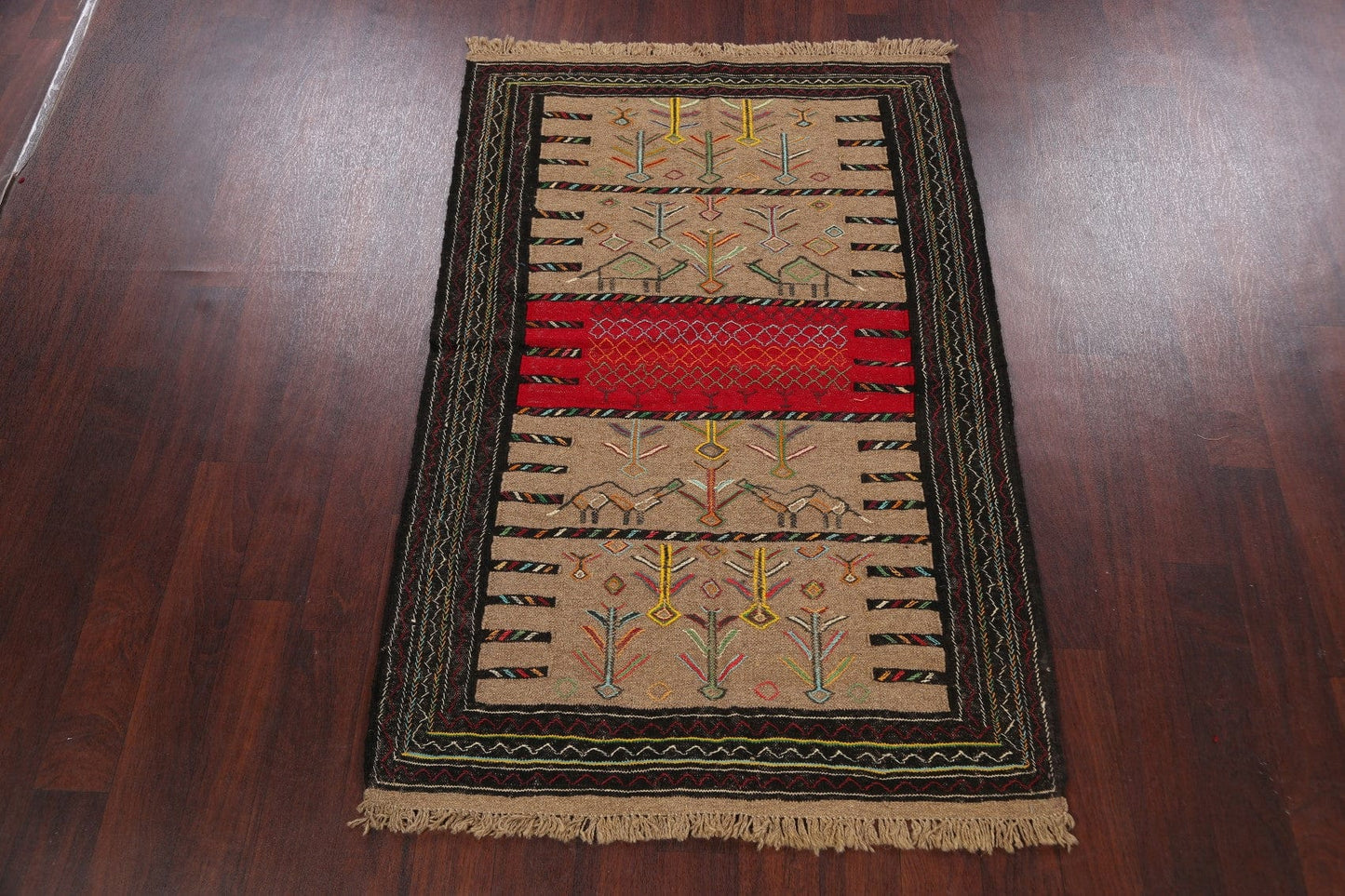 Tribal Sumak Kilim Hand-Woven Persian Area Rug 4x6