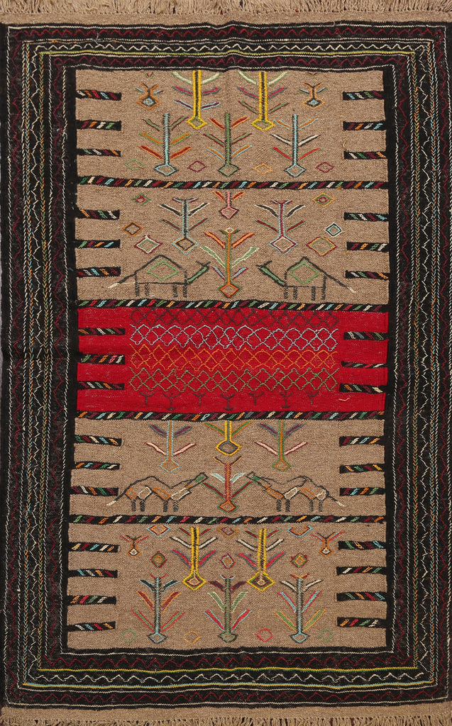 Tribal Sumak Kilim Hand-Woven Persian Area Rug 4x6