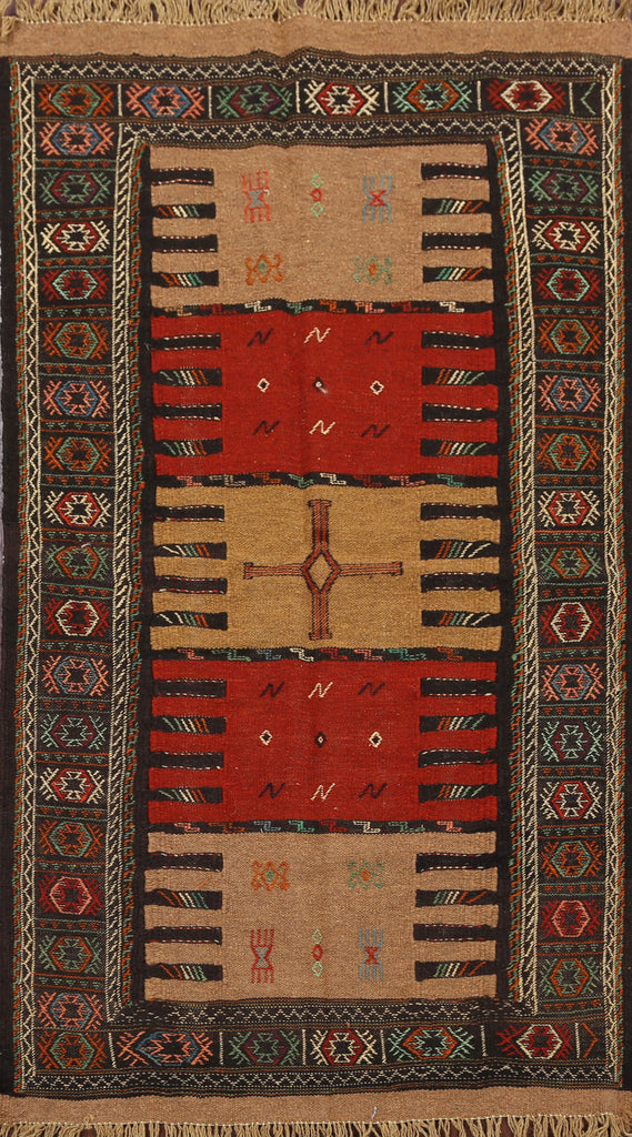 Tribal Sumak Kilim Hand-Woven Persian Area Rug 3x6