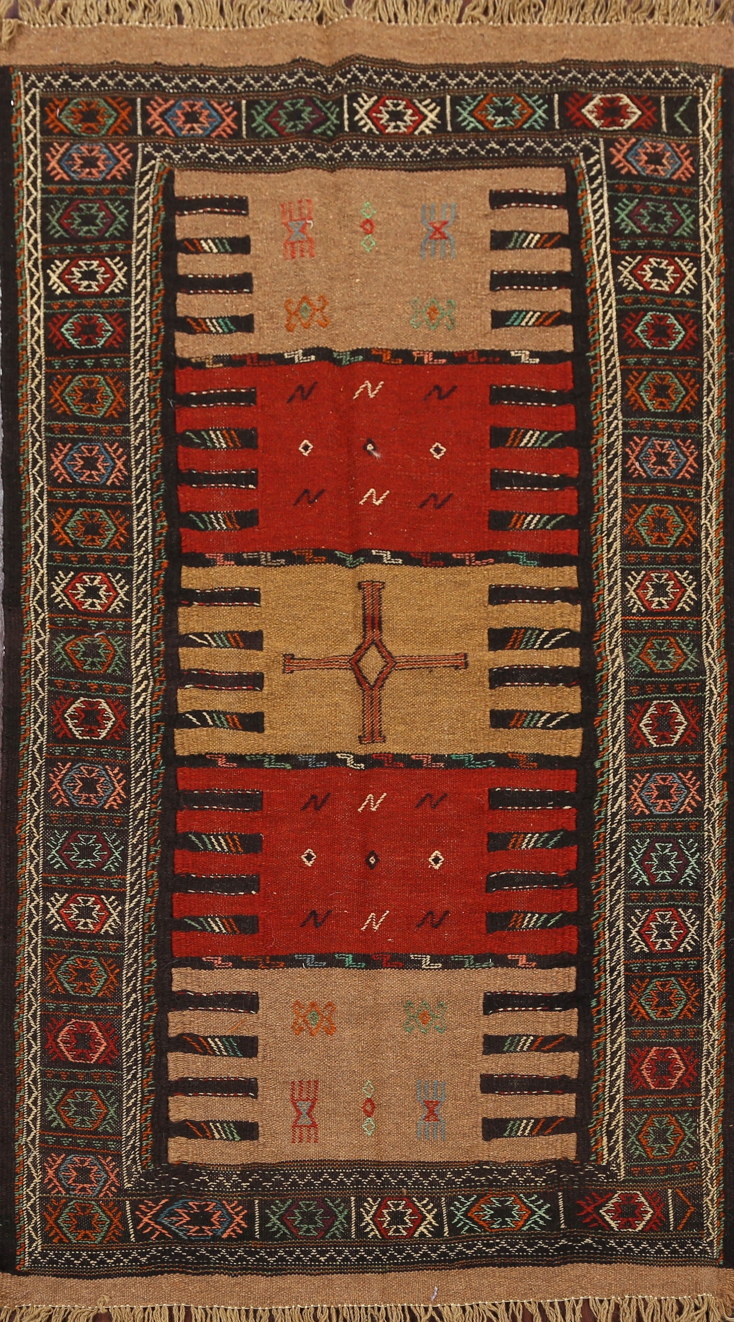 Tribal Sumak Kilim Hand-Woven Persian Area Rug 3x6