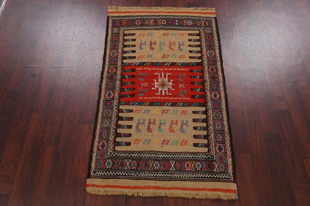 Tribal Sumak Kilim Hand-Woven Persian Area Rug 3x6