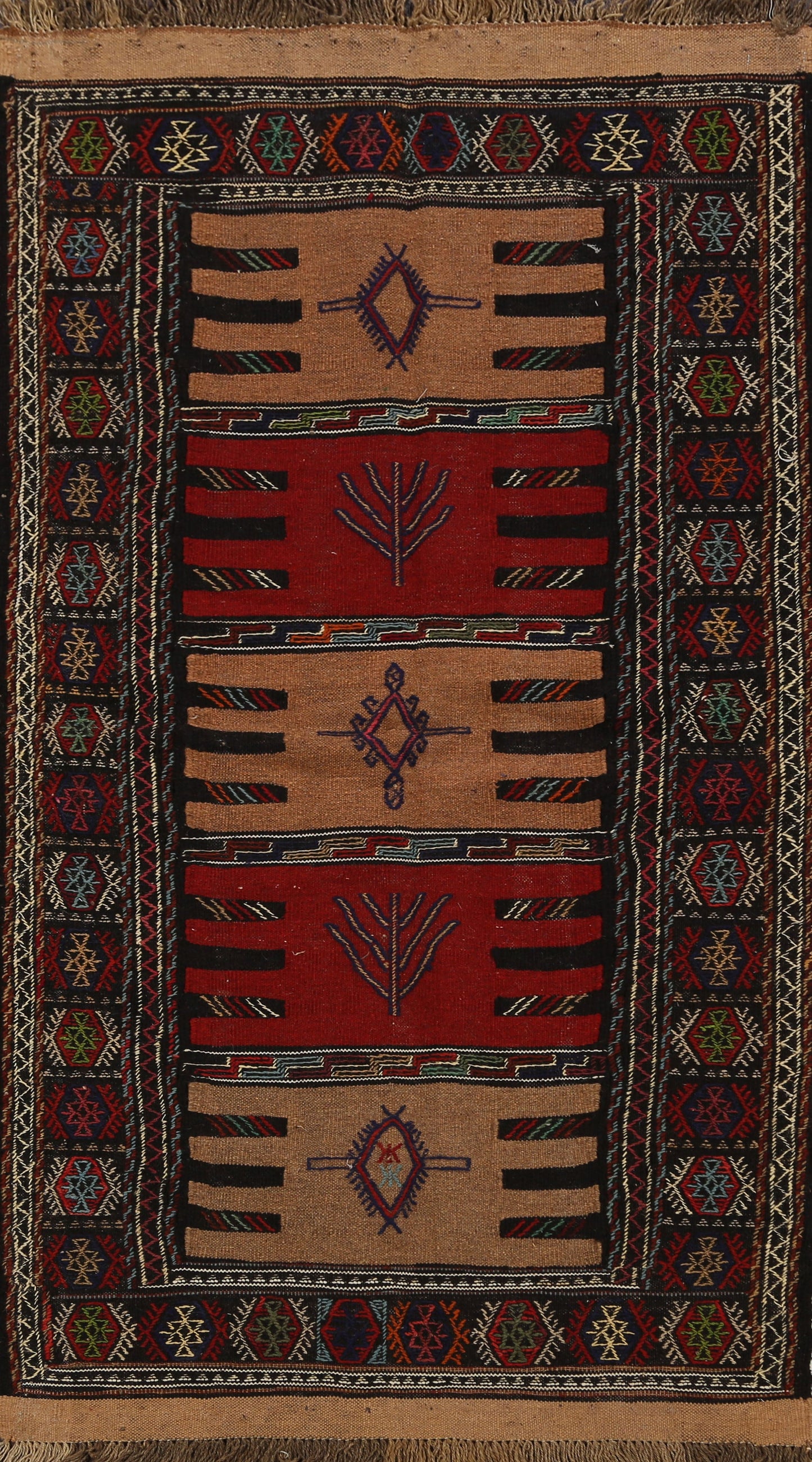 Tribal Sumak Kilim Hand-Woven Persian Area Rug 3x6