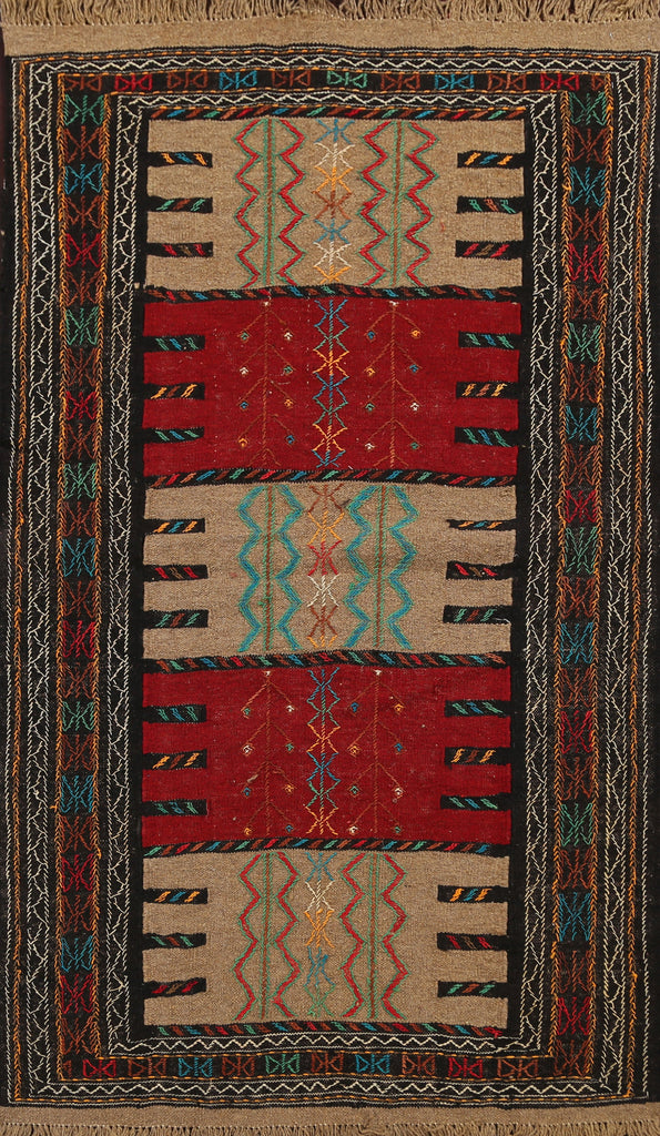 Tribal Sumak Kilim Hand-Woven Persian Area Rug 4x6