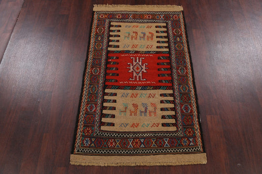 Tribal Sumak Kilim Hand-Woven Persian Area Rug 3x6