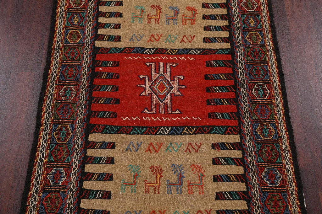 Tribal Sumak Kilim Hand-Woven Persian Area Rug 3x6