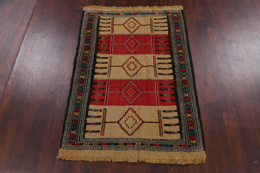 Tribal Geometric Sumak Kilim Hand-Woven Persian Area Rug 4x6