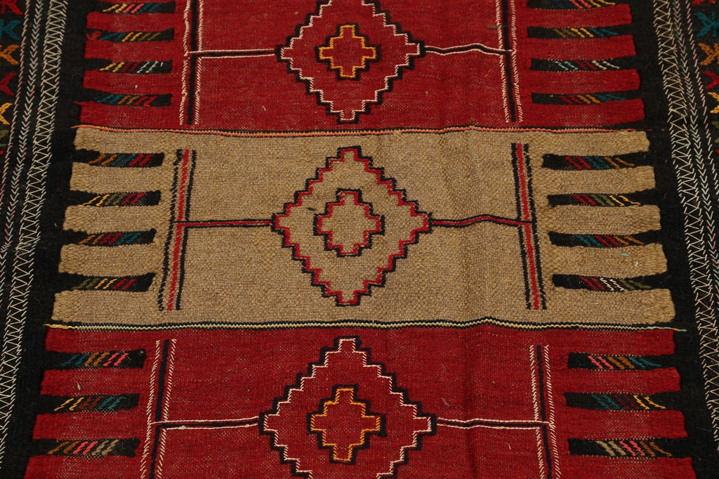 Tribal Geometric Sumak Kilim Hand-Woven Persian Area Rug 4x6