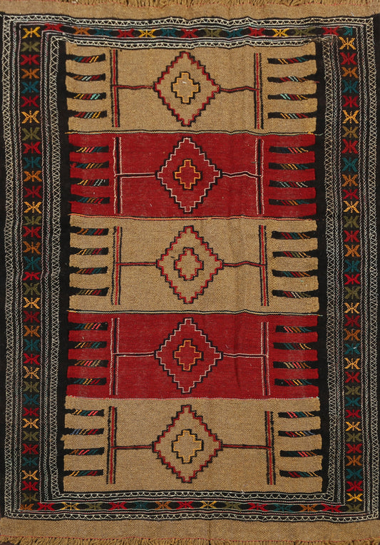 Tribal Geometric Sumak Kilim Hand-Woven Persian Area Rug 4x6