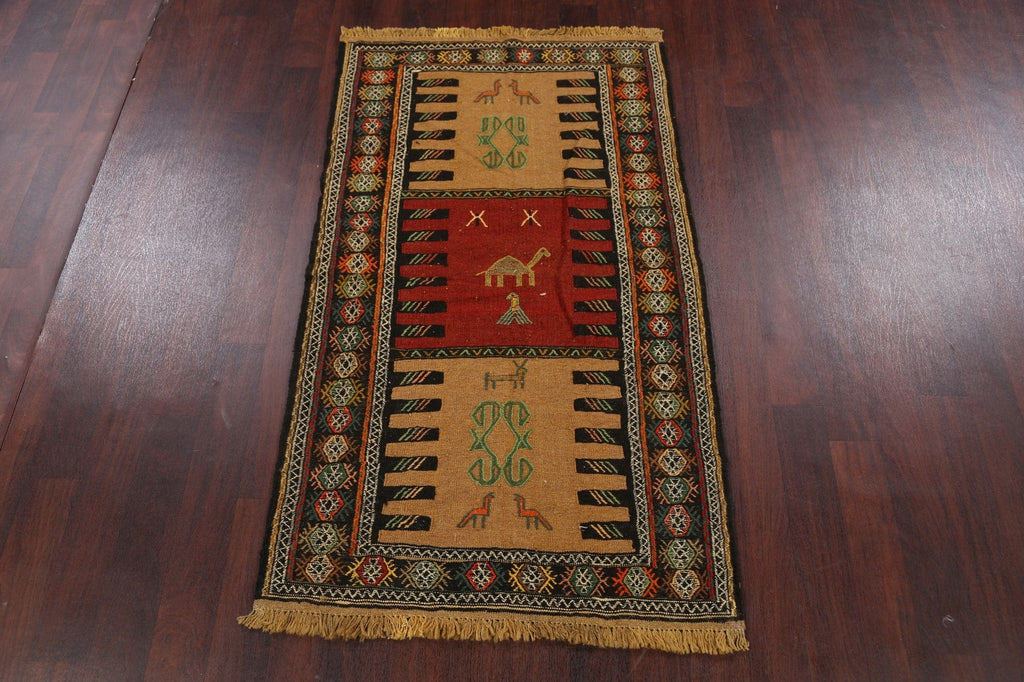 Tribal Sumak Kilim Hand-Woven Persian Area Rug 3x6