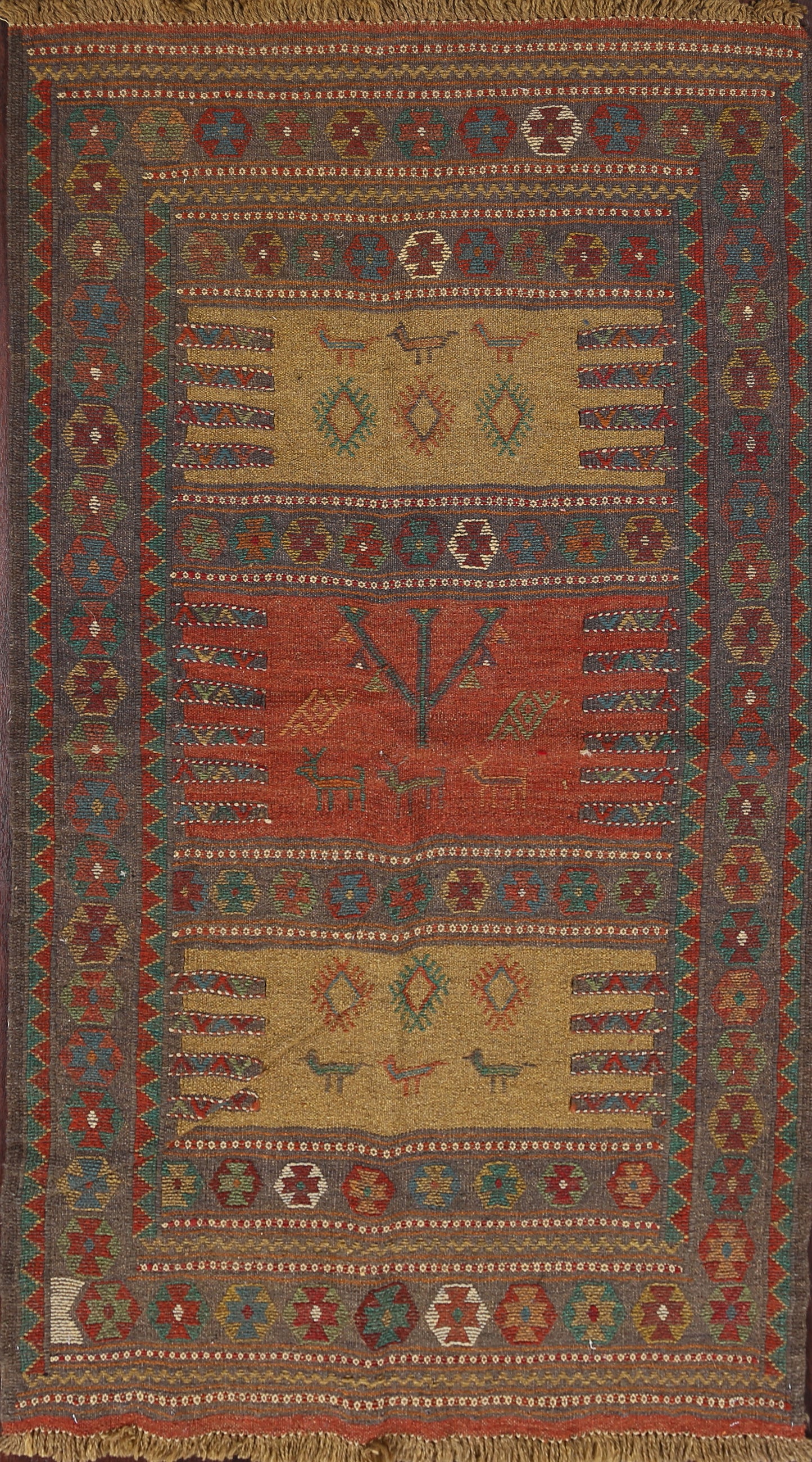 Tribal Sumak Kilim Hand-Woven Persian Area Rug 3x6