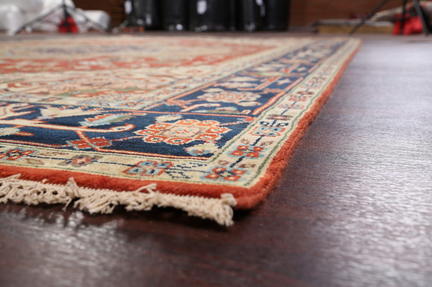 Rust & Navy Geometric Heriz Serapi Oriental Area Rug 9x12