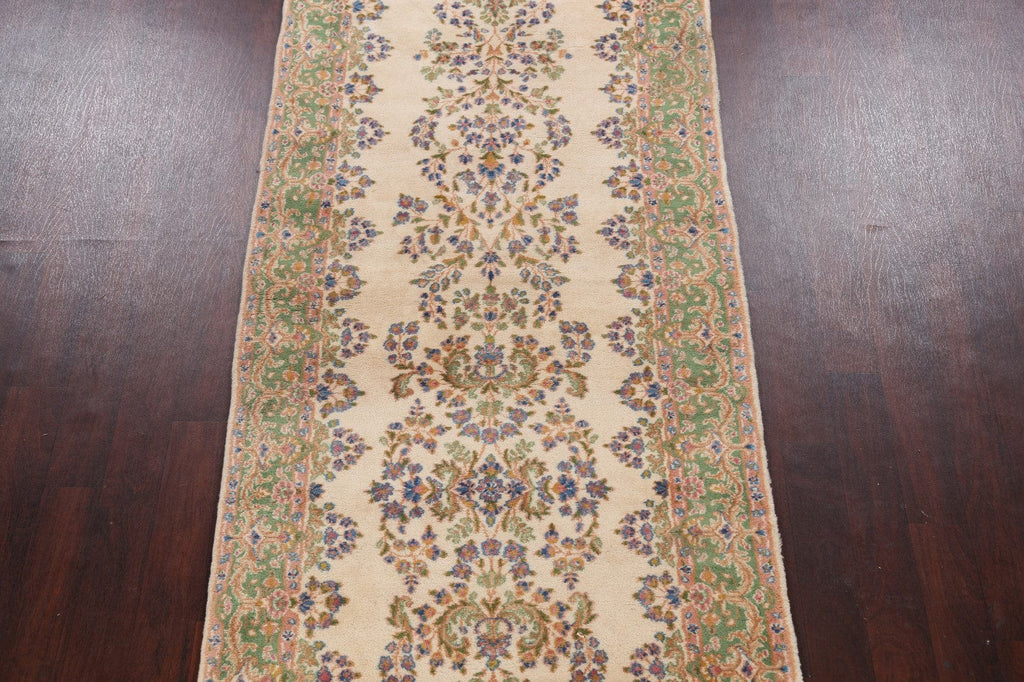 Vintage All-Over Floral Kerman Persian Runner Rug 4x16