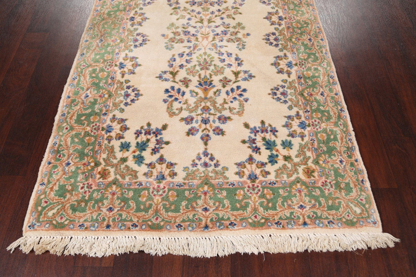 Vintage All-Over Floral Kerman Persian Runner Rug 4x16