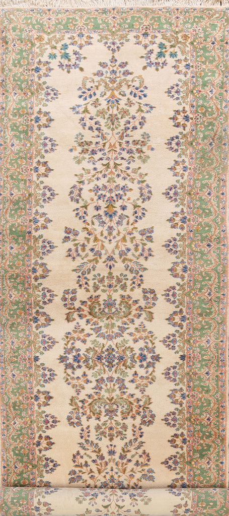 Vintage All-Over Floral Kerman Persian Runner Rug 4x16