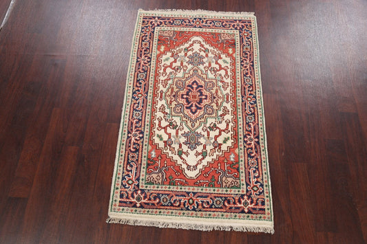 Geometric Heriz Serapi Oriental Ivory Area Rug 3x5