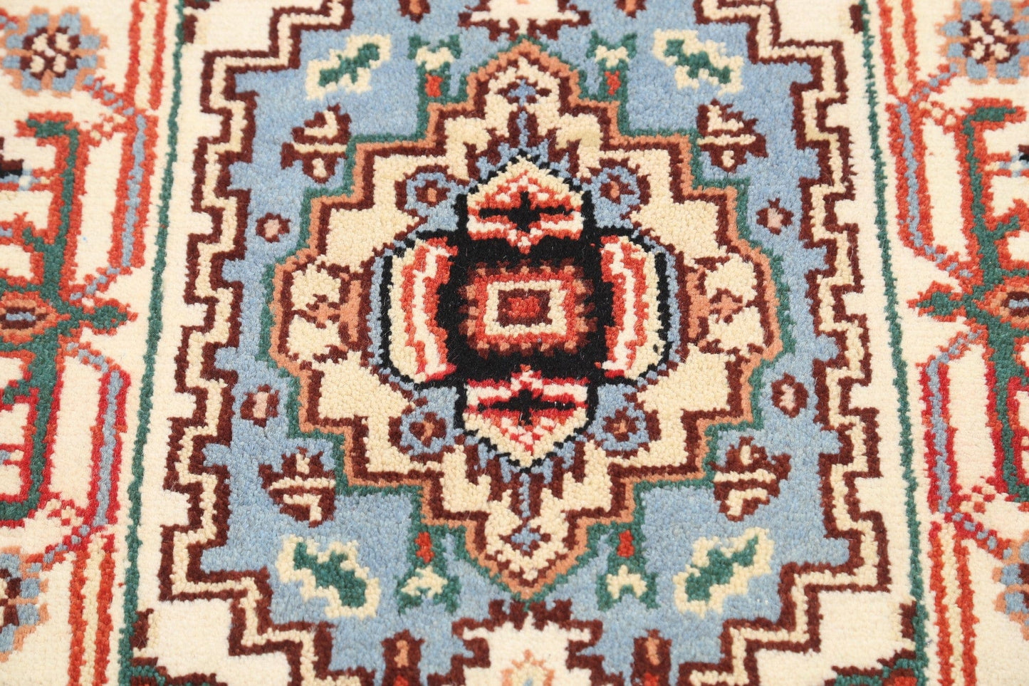 Geometric Heriz Oriental Light Blue Area Rug 2x3