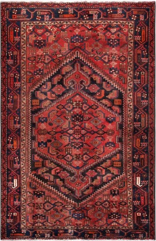 Vintage Hamadan Collection Rust Wool Area Rug- 4' 3" X 6' 8"