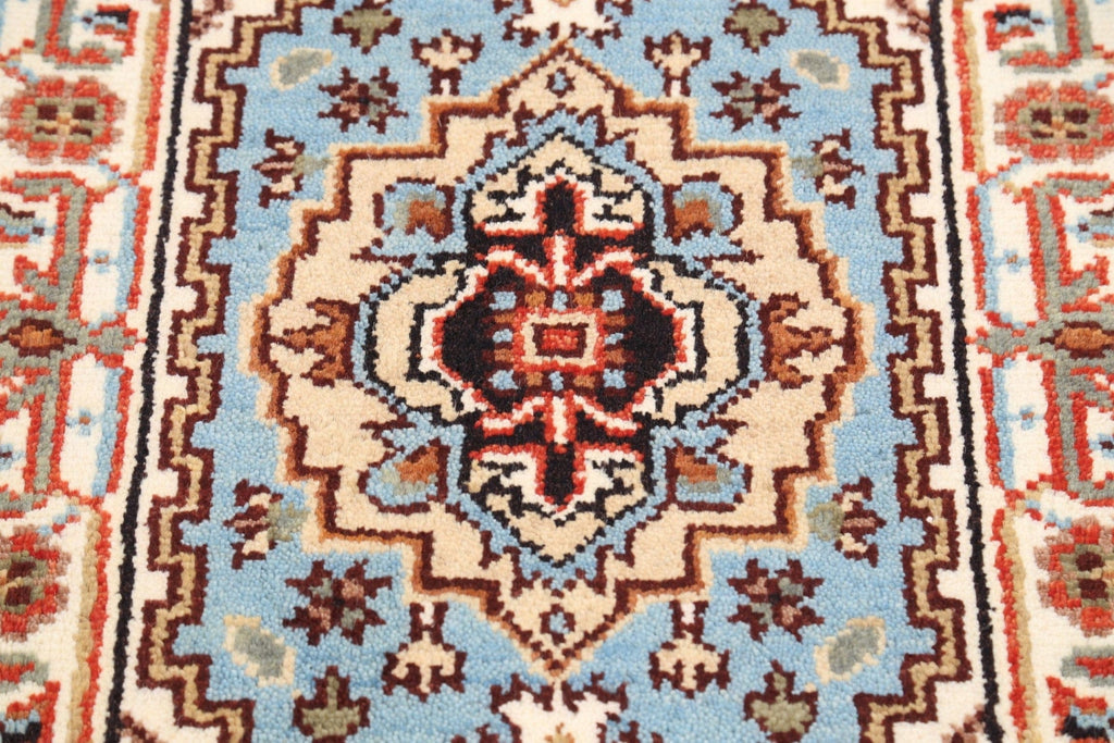 Geometric Heriz Oriental Light Blue Area Rug 2x3