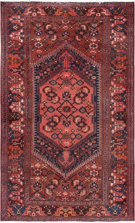 Vintage Hamadan Collection Rust Wool Area Rug- 4' 4" X 6'11"