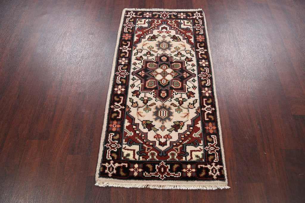 Geometric Heriz Oriental Ivory Area Rug 2x4