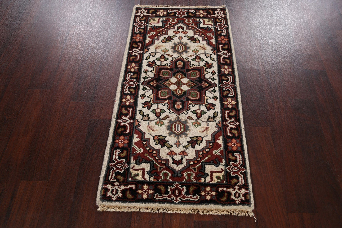 Geometric Heriz Oriental Ivory Area Rug 2x4