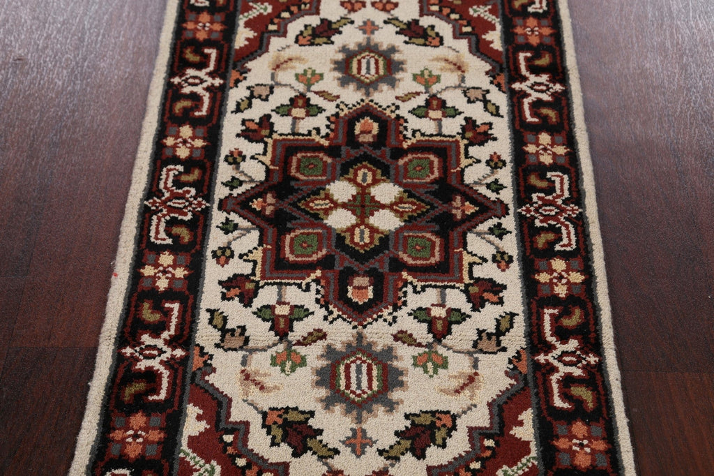 Geometric Heriz Oriental Ivory Area Rug 2x4