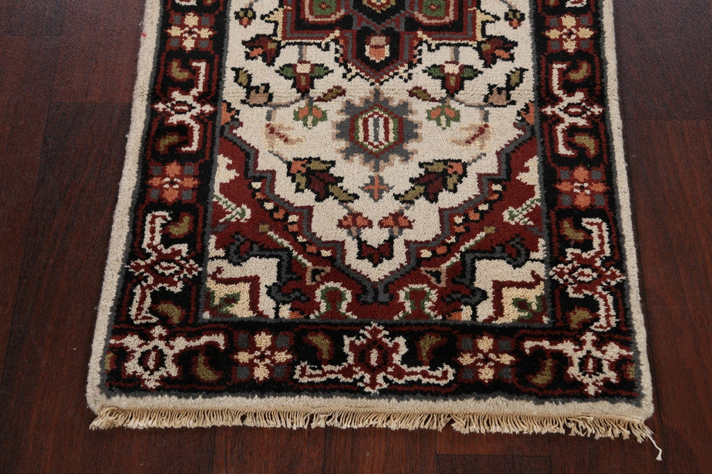 Geometric Heriz Oriental Ivory Area Rug 2x4