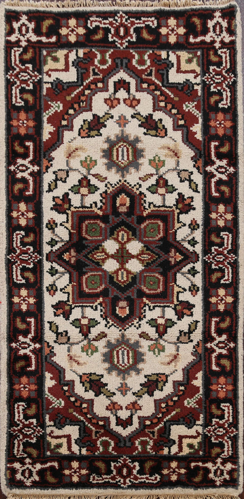 Geometric Heriz Oriental Ivory Area Rug 2x4