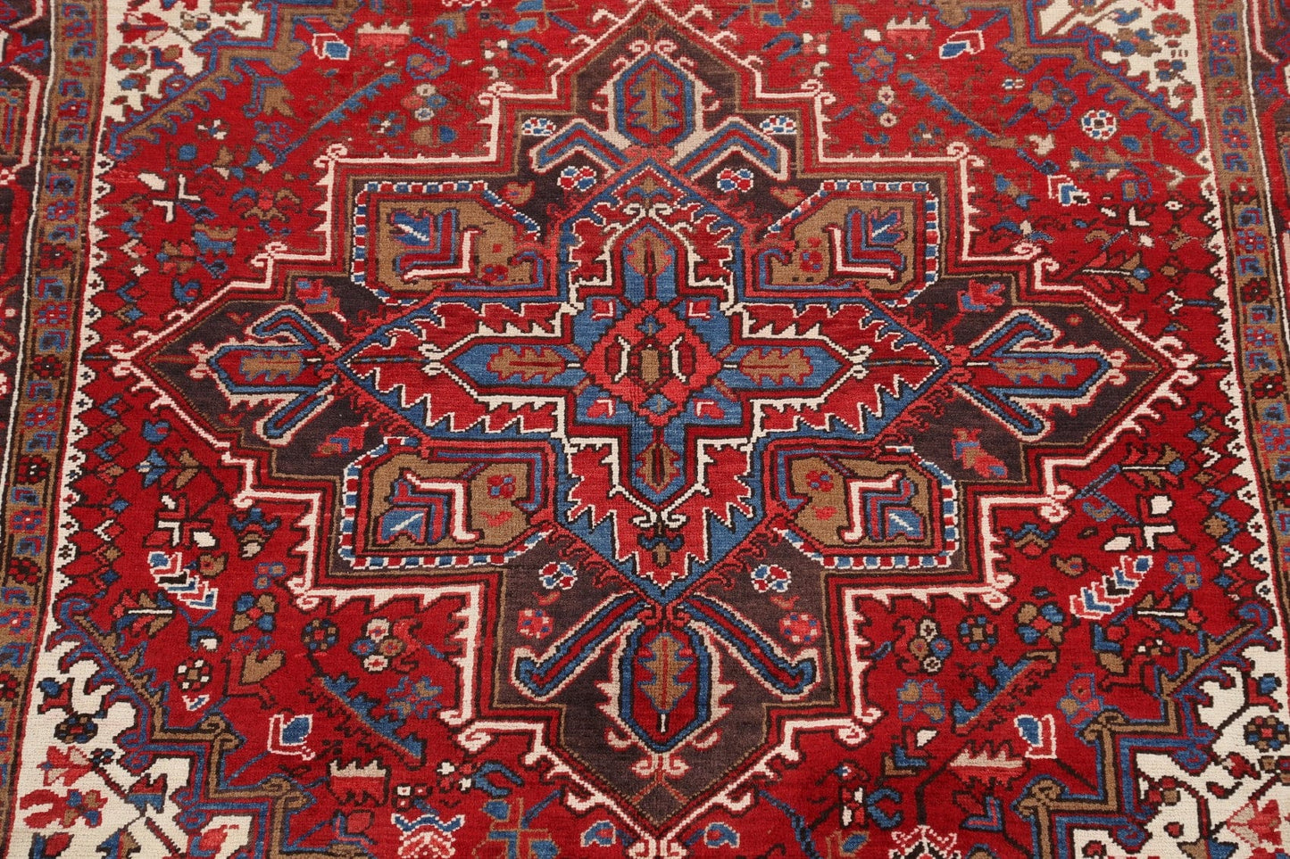 Vintage Geometric Heriz Persian Red Area Rug 7x10