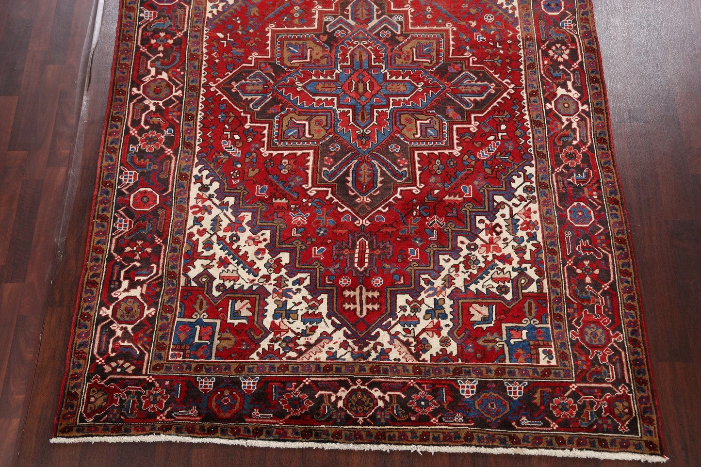 Vintage Geometric Heriz Persian Red Area Rug 7x10