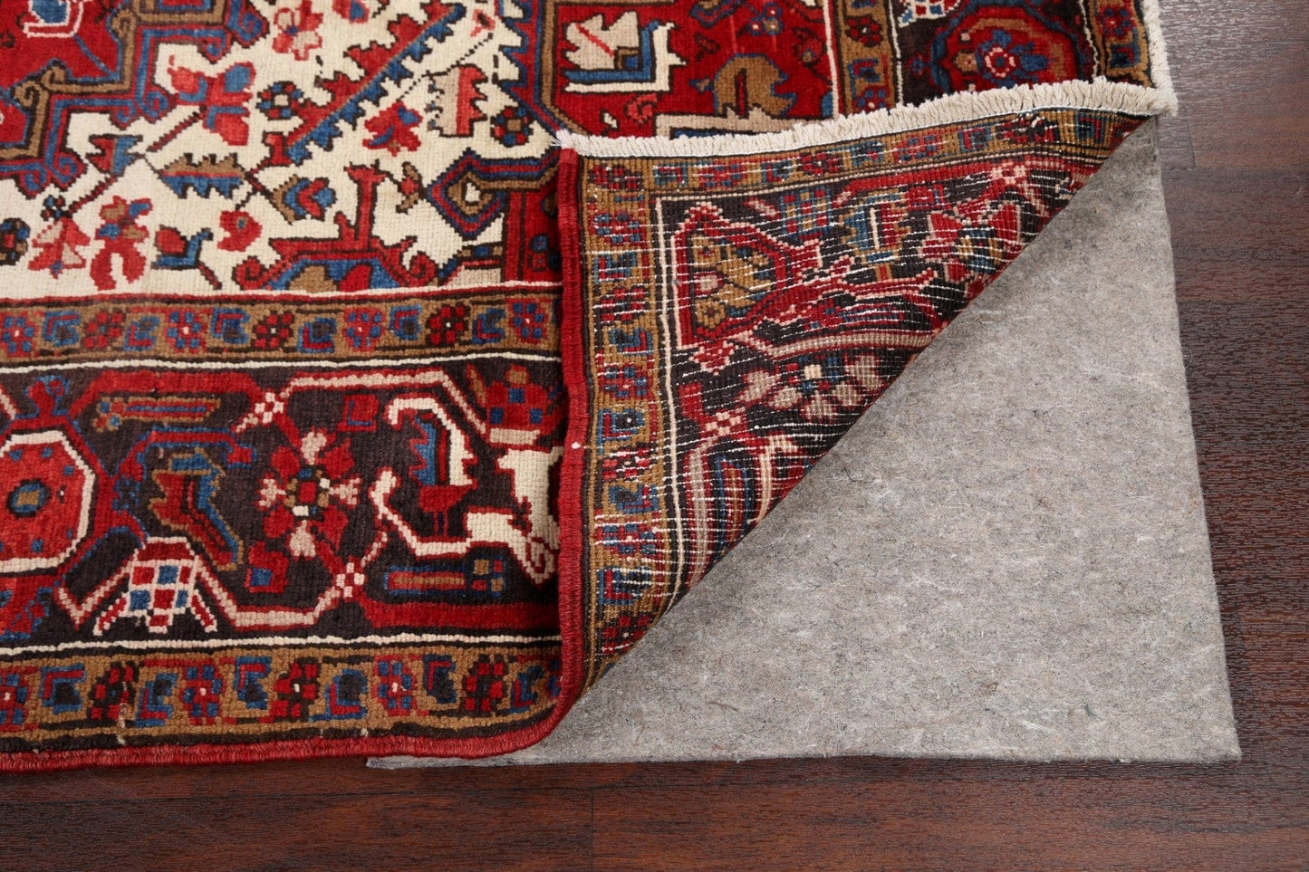 Vintage Geometric Heriz Persian Red Area Rug 7x10