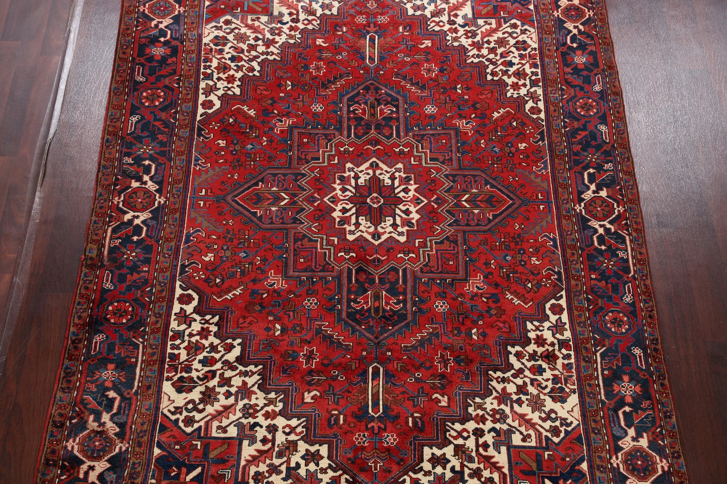 Vintage Geometric Heriz Persian Red Area Rug 7x10