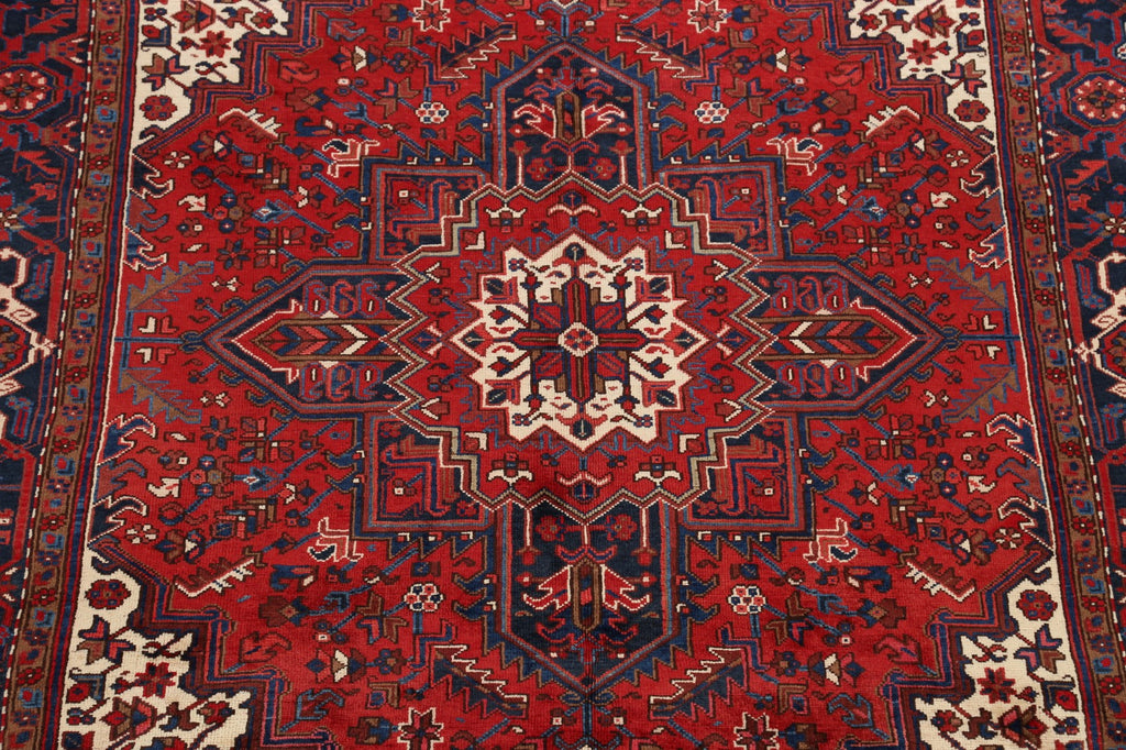 Vintage Geometric Heriz Persian Red Area Rug 7x10