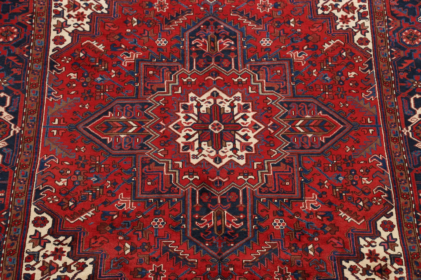 Vintage Geometric Heriz Persian Red Area Rug 7x10