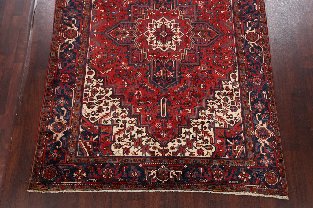 Vintage Geometric Heriz Persian Red Area Rug 7x10