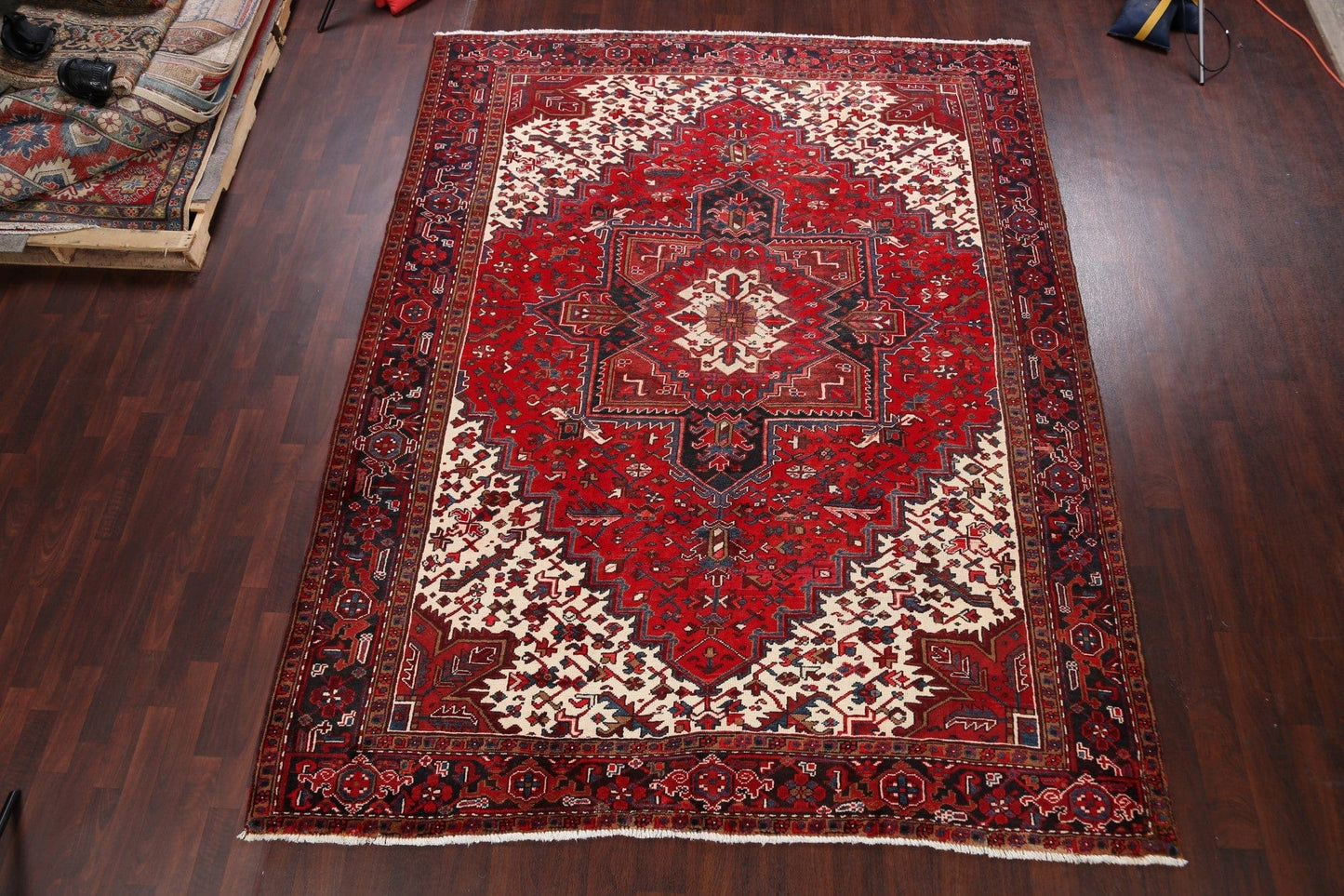 Geometric Heriz Persian Red Area Rug 8x11