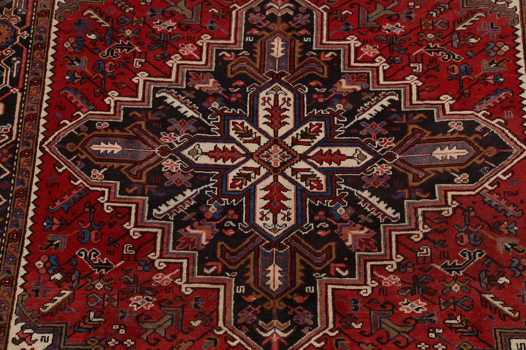 Vintage Geometric Heriz Persian Red Area Rug 7x10