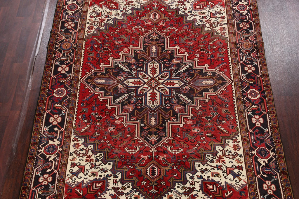 Vintage Geometric Heriz Persian Red Area Rug 7x10