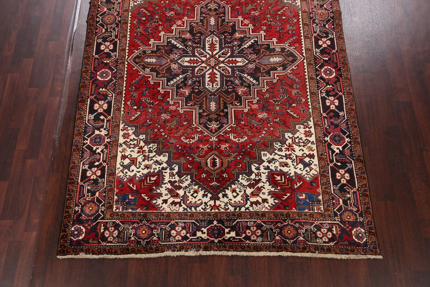 Vintage Geometric Heriz Persian Red Area Rug 7x10