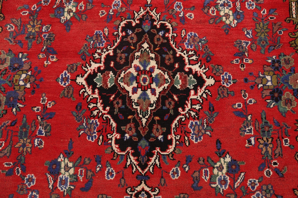 Vintage Floral Hamedan Persian Red Area Rug 7x10