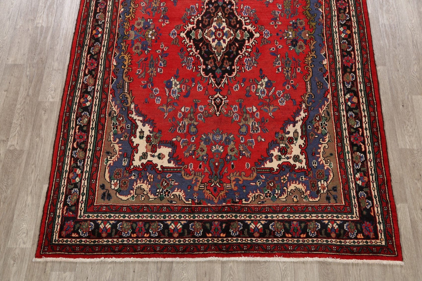 Vintage Floral Hamedan Persian Red Area Rug 7x10