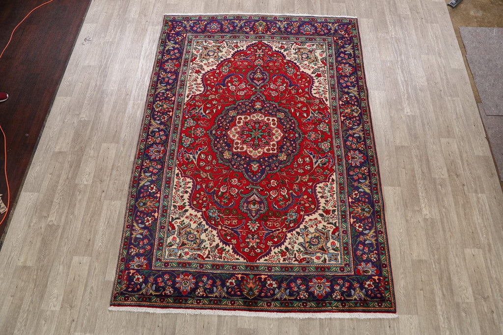 Floral Tabriz Persian Red Area Rug 7x10