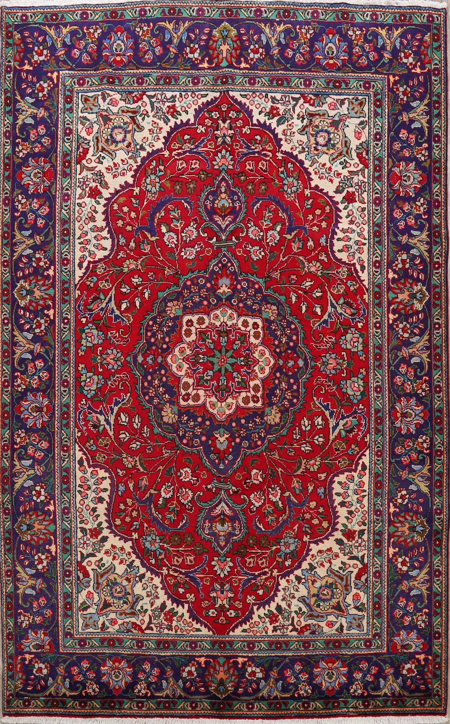 Floral Tabriz Persian Red Area Rug 7x10