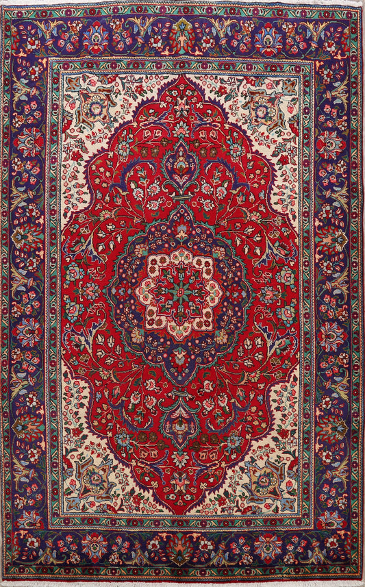 Floral Tabriz Persian Red Area Rug 7x10