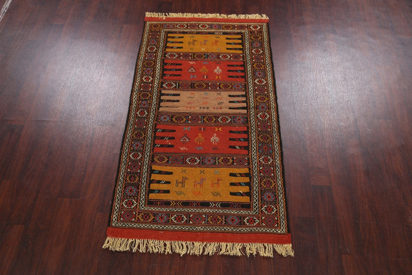 Tribal Sumak Kilim Hand-Woven Persian Area Rug 3x6