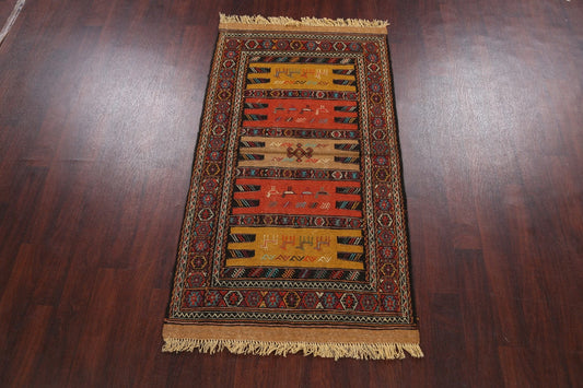 Tribal Sumak Kilim Hand-Woven Persian Area Rug 3x6